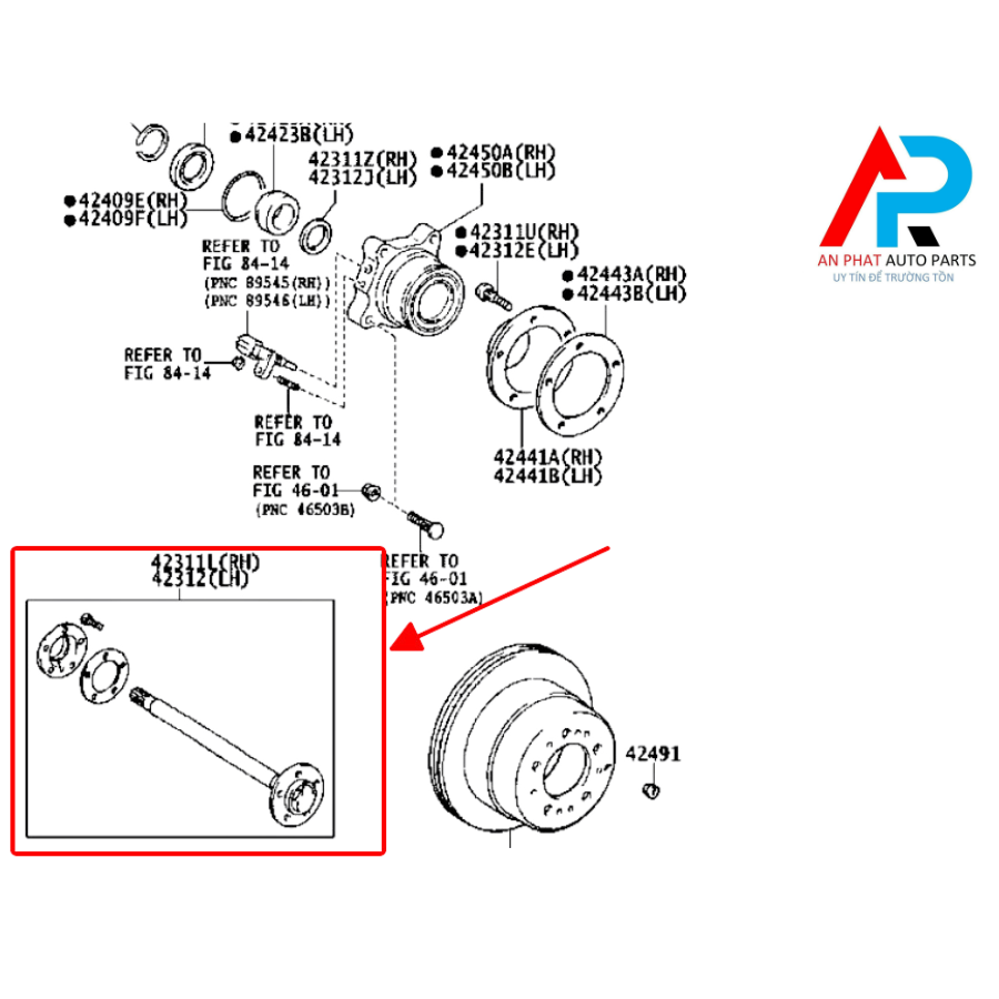 Trục láp  cầu sau